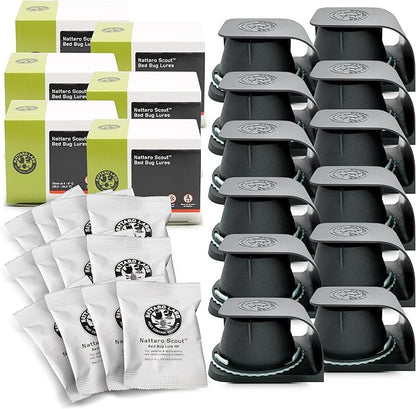 Scout Bed Bug Detection Trap – Non-Toxic Early Monitoring Solution with Patented Pheromone Technology, Includes 12 Bed Bug Detection Traps, Replaceable Lures and User Guide