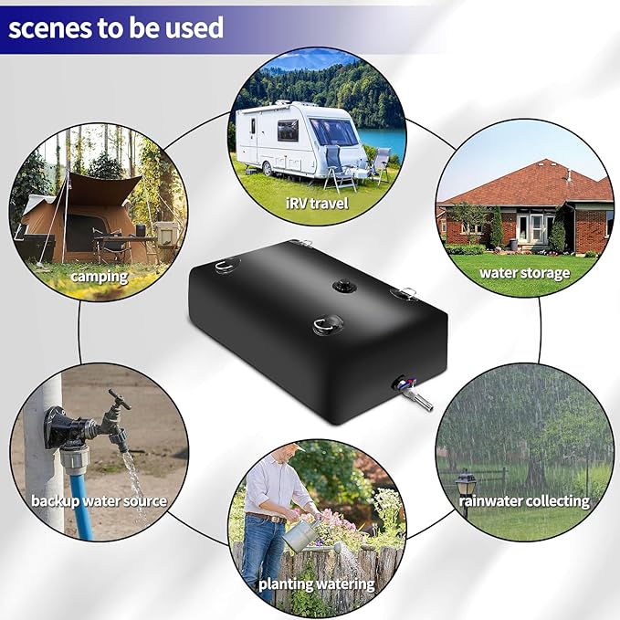 Large Capacity Water Storage Bladder Containers, Bladder Tank for Drought Resistance, Fire Prevention, Emergency Water, Agricultural Irrigation Outdoor(240L/63Gal,Black)