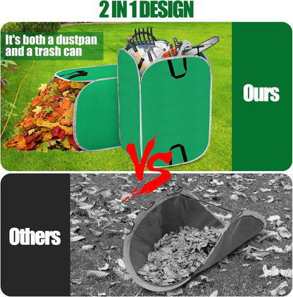 Hysagtek Upgraded Leaf Collector - 80 Gallon Portable Pop Up Leaf Bags, Foldable Reusable Yard Garden Leaf Bag with Handles, Self-Standing Leaf Collector Bag for Leaves Lawn Trash, Comes with Gloves