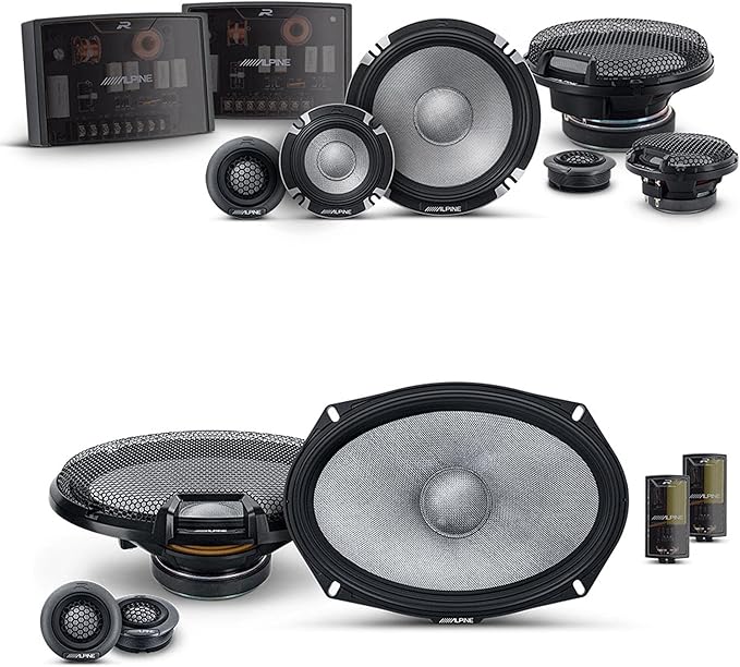 Alpine 6.5" & 6x9 R2 High-Resolution Speaker Bundle - A Pair of R2-S6533-Way Component Speakers & a