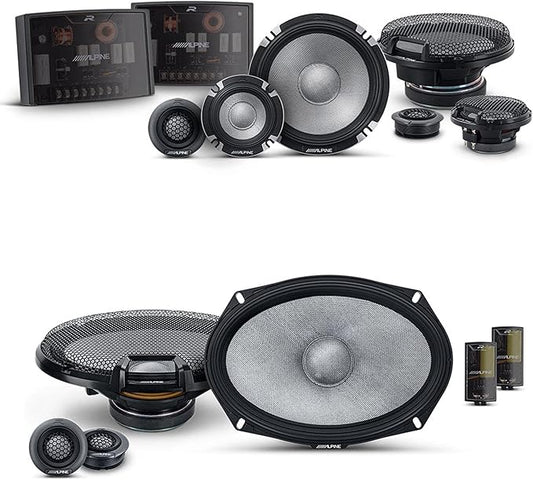 Alpine 6.5" & 6x9 R2 High-Resolution Speaker Bundle - A Pair of R2-S6533-Way Component Speakers & a