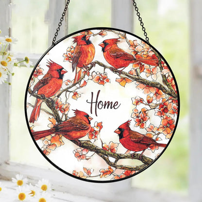 Cardinal Suncatcher Stained Glass Window Hanging Decor, Cardinals Memorial Gifts for Loss of Loved One Cardinal Remembrance Gifts, Mothers Day Birthday for Bird Lovers Women Grandma Mom
