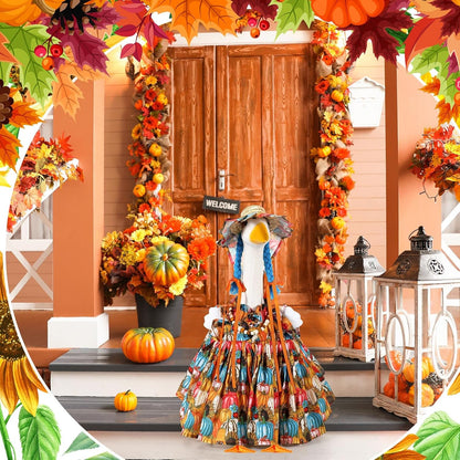 Fall Thanksgiving Goose Outfit Sunflower Porch Goose Costume with Hat Necklace for 23 Autumn Patio Yard Lawn Decor(Multicolor Sunflower)