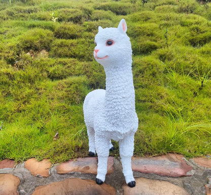 Outdoor Alpaca Statues, Courtyard Garden Decoration, Modern Minimalist Style Animal Ornaments, Sun Resistant and Waterproof Balcony Lawn Decoration, Creative Gifts (White)