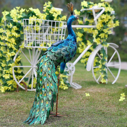 chisheen Outdoor Solar Peacock Statue Garden Decor for Outside Metal Yard Art Outdoor Decoration for Lawn Backyard Party Wedding Mother's Day Gardening Gifts for Women