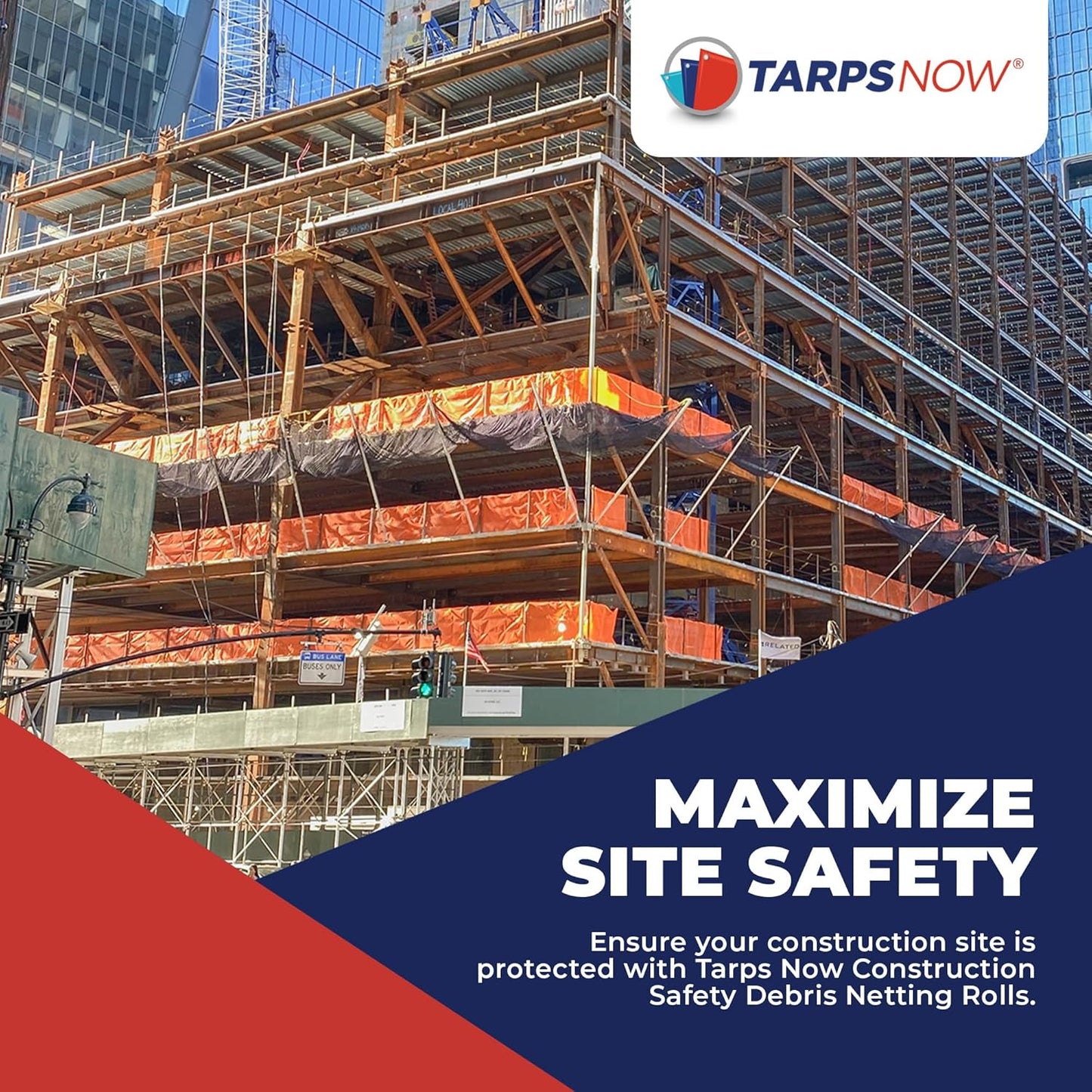 Tarps Now 4' x 150' Orange Safety Netting Roll - Heavy Duty Fire Retardant Safety Nets with 1/4" Openings for Security & Construction Debris Netting, Temporary Mesh Fence, Job Site Net Enclosure