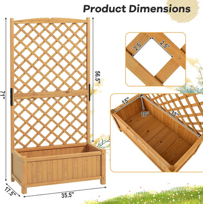 S AFSTAR Raised Garden Bed Outdoor Set of 2, 35.5x17.5x71-inch Planter Box with Trellis & Removable Bottom Base, Trellis Planter for Hanging Baskets, Idea for Patio Balcony Yard Against Wall