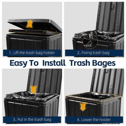 Outdoor Trash Can 23 Gallon Garbage Can with Lid Waterproof Resin Garbage Patio Waste Bin for Garden, Backyard, Deck,Black