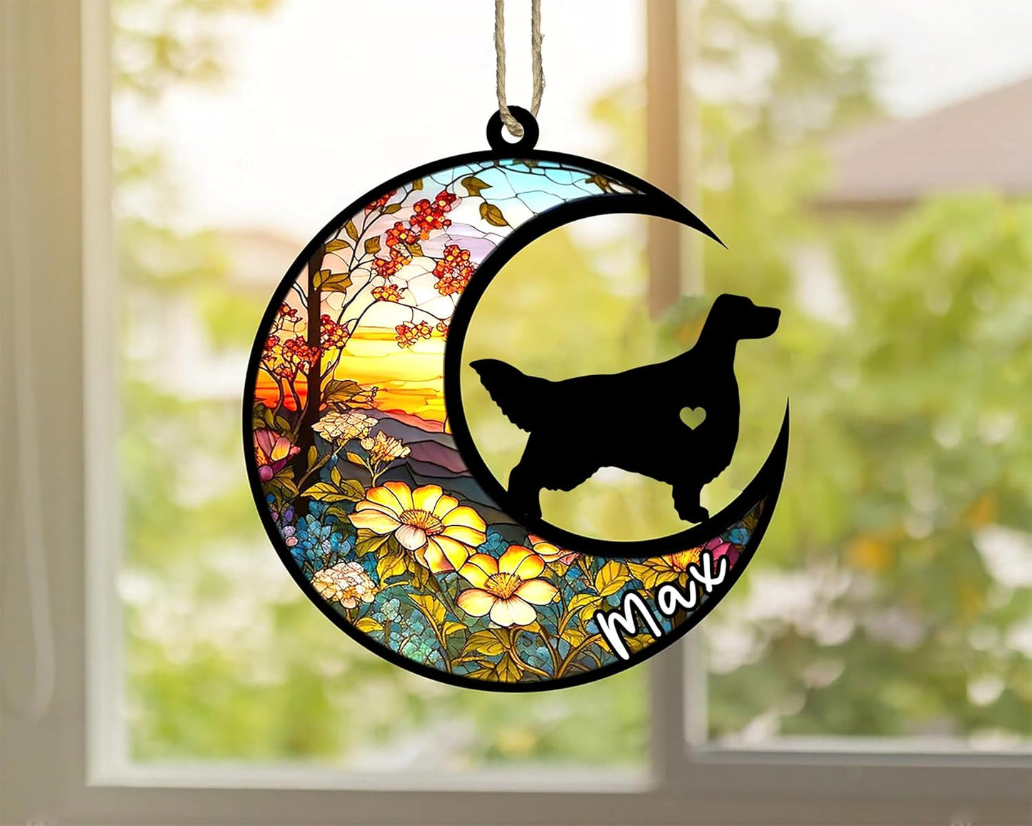 Personalized Dog Memorial, Custom Name English Setter Dog Christmas Ornament with Name, Custom Breeds, Pet Loss Light Catcher, Gifts for Lovers Loss of Pet Sympathy on Mothers Day Christmas