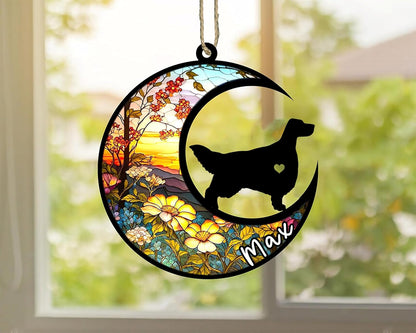 Personalized Dog Memorial, Custom Name English Setter Dog Christmas Ornament with Name, Custom Breeds, Pet Loss Light Catcher, Gifts for Lovers Loss of Pet Sympathy on Mothers Day Christmas