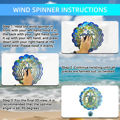 Wind Spinners,12 inch Sea Turtle with 360° Swivel Hook for Yard and Garden, Bird Wind Catcher, Metal Wind Spinners Outdoor for Lawn Hanging Crafts Decor Kinetic Yard Art Ornament Gifts