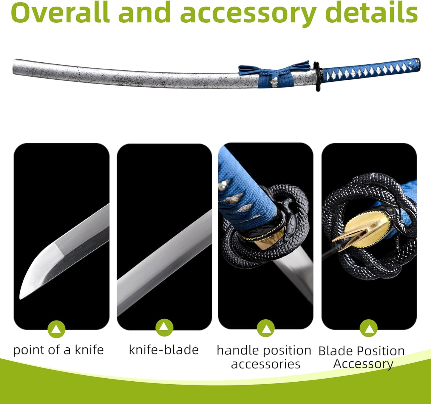 A True Samurai Sword, Made of 1095 high Carbon Steel with Sharp Blades, Suitable for Martial Artists and Players to Collect, Full of Tang Dynasty