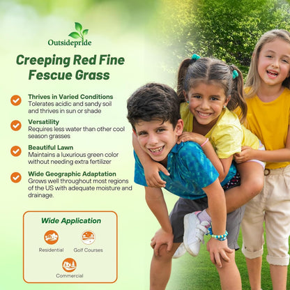 Outsidepride Creeping Red Fescue Grass Seed - 5 Lbs. Cool Season, Soft Textured, Self-Repairing Fine Fescue Grass Seeds for Lawn w/OptiGrowth Coating, Ideal for Dryland Cover Crop & Landscaping