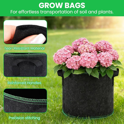 5 Gallon Grow Bags, 10 Pack Heavy Duty Aeration Fabric Pots,Thickened Nonwoven Fabric Pots with Handles,Reusable Plant Bags for Vegetable, Fruits, Flowers, Plants
