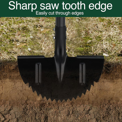 Edger Lawn Tool, Manual Garden Edger Long Handle 40-48 inch, Steel Hand Saw-Tooth Border Sidewalk Landscape Yard Grass Weed Half Moon Edger Shovel for Lawns