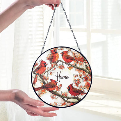 Cardinal Suncatcher Stained Glass Window Hanging Decor, Cardinals Memorial Gifts for Loss of Loved One Cardinal Remembrance Gifts, Mothers Day Birthday for Bird Lovers Women Grandma Mom