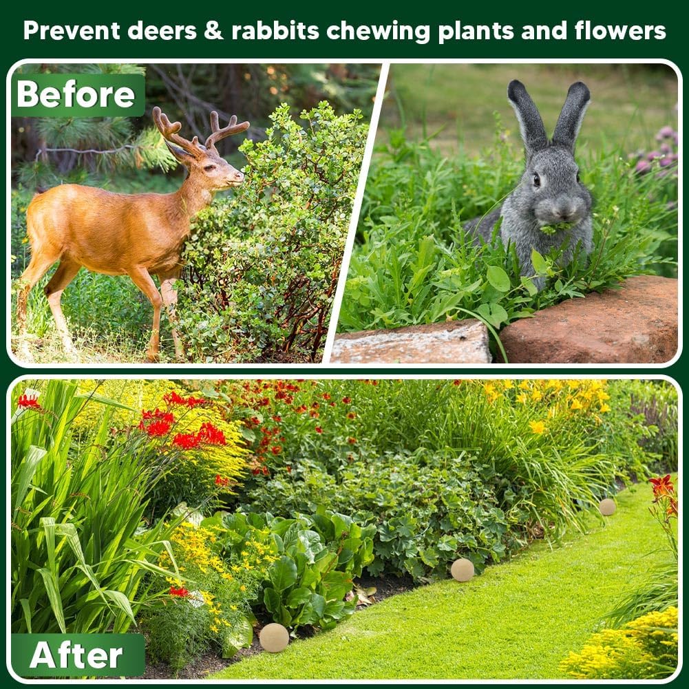 Deer Repellent, Rabbit Repellent Outdoor, Bunny Repellents, Deer and Rabbit Deterrent, Safe for Garden/Yard/Plants/Flowers, Lasting for 60 Days-10 Packs