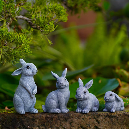 Nacome Bunny Statues for Fairy Garden Easter Decor: Outdoor Set of 4 Rabbit Table Sculptures for Clearance Outside Lawn Ornaments Porch Patio Balcony Yard – Gifts for Mom Grandma