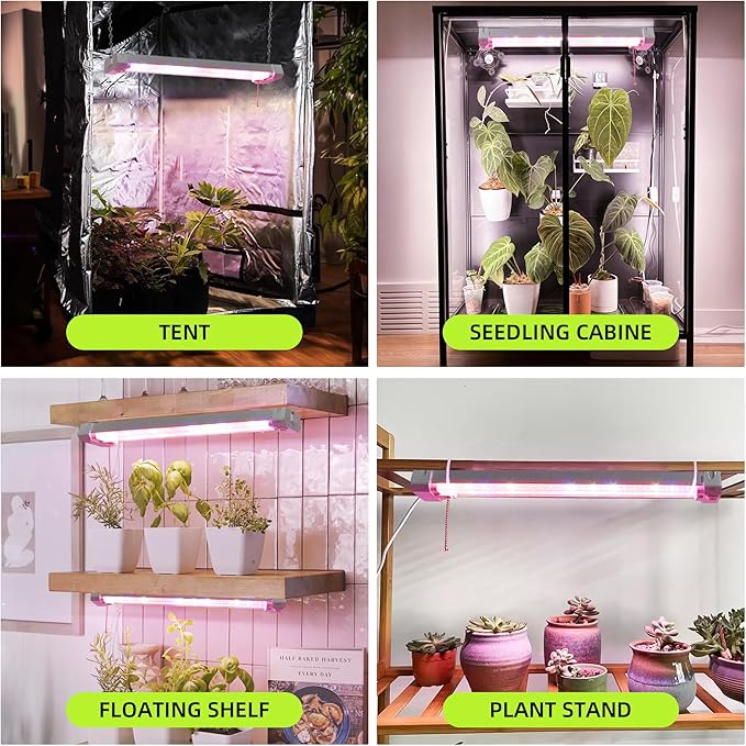 Hlite16inch Adjustable Full Spectrum Plant Growing Lamps- Linkable Grow Lights for Indoor Plants Plug and Hanging Design with On/Off Switch Hanging Grow Light from Seedling to Flowering,White