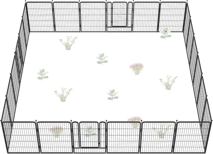 FXW Garden Fence Outdoor for The Yard – 40in(H) x 54.7ft(L) Heavy Duty Metal Animal Barrier for Dog and Rabbit, Decorative Dog Fence, 24 Panels, Black