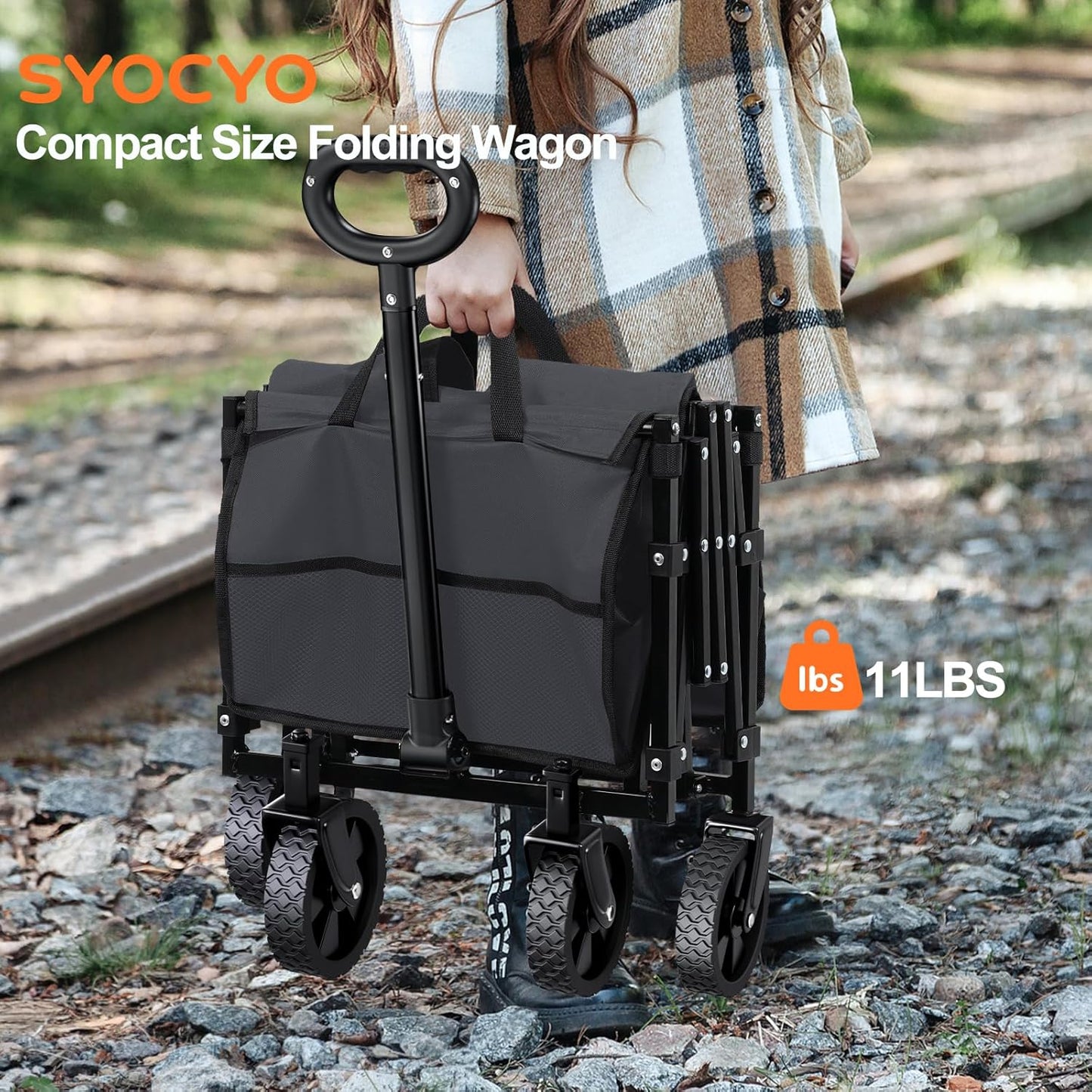 Collapsible Wagon Cart 220lbs Beach Foldable Wagon Lightweight & Portable Folding Utility Grocery Shopping Carts with Wheels for Shopping Sports Garden Camping Grey
