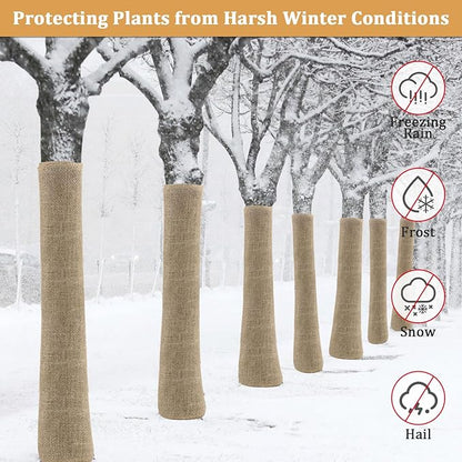 Riare 15 Feet x 40 Inch Natural Burlap Plant Covers Freeze Protection- High Density Jute Burlap Winter Plant Blankets Frost, Winter Frost Cloth for Outdoor Plants Trees Shrubs Winter Frost Protection