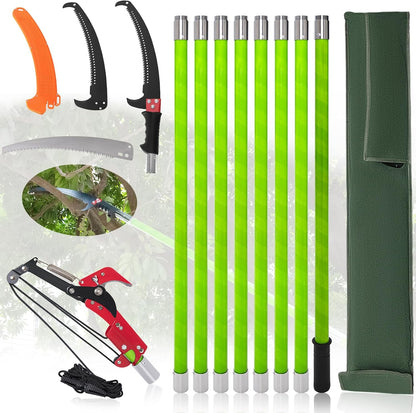 Tree Pruner Pole Saw for Trimming, 7.3-27ft Manual Extendable Tree Trimmer, Ideal for Palms and Shrubs