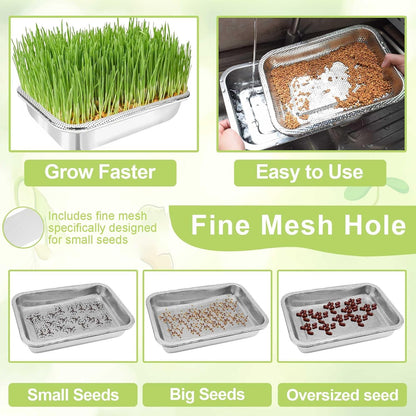 Stainless Steel Sprouts Growing Kit 4-Tier 10.4 inch Trays, Microgreens Growing Kit, Seed Sprouting Tray with Encrypted Mesh Sprouts for Beans Alfalfa Broccoli Wheat Grass