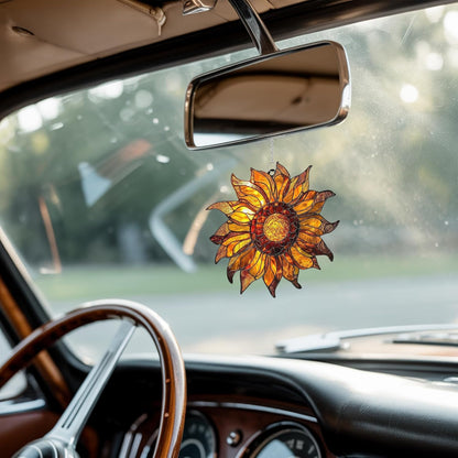 Radiant Sunflower Acrylic Suncatcher Stained Glass Effect Window Car Hanging Christmas Ornament Outdoor Indoor Decor Garden Sun Catcher Panel for Sunflower Lover for Women Mom Grandma