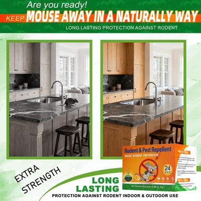 Rodent Mouse Repellent Indoor Outdoor - Peppermint Oil to Repel Mice Mole and Rats, Bug Insect Spider Repellent Pouches, Pest Control Natural Deterrent Safe for Pets & Family 24 Packs