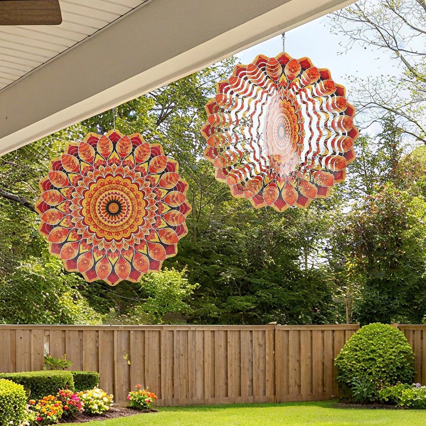Stainless Steel Wind Spinner Sunflower, 12-Inch 3D Kinetic Metal Hanging Wind Spinners Outdoor, Flowers Yard Art Garden Porch Indoor Outdoor Decor