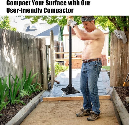 Steel Tamper Tool, Heavy Duty Garden Ground Steel Tamper Tool Kit Long Handle 58 Inch, 8x8” Square Dirt Hand Tamper Landscaping Garden Tools for Leaving Soil, Sand, Gravel, Asphalt, Driveway