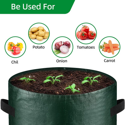 10 Gallon 8-Pack Grow Bags, Durable PE Fabric Pots with Flap and Handles, Green Planter Bags for Potato Vegetables Flowers Herbs Garden Outdoor, 17.7''x13.8'' Large for All Plants Growing