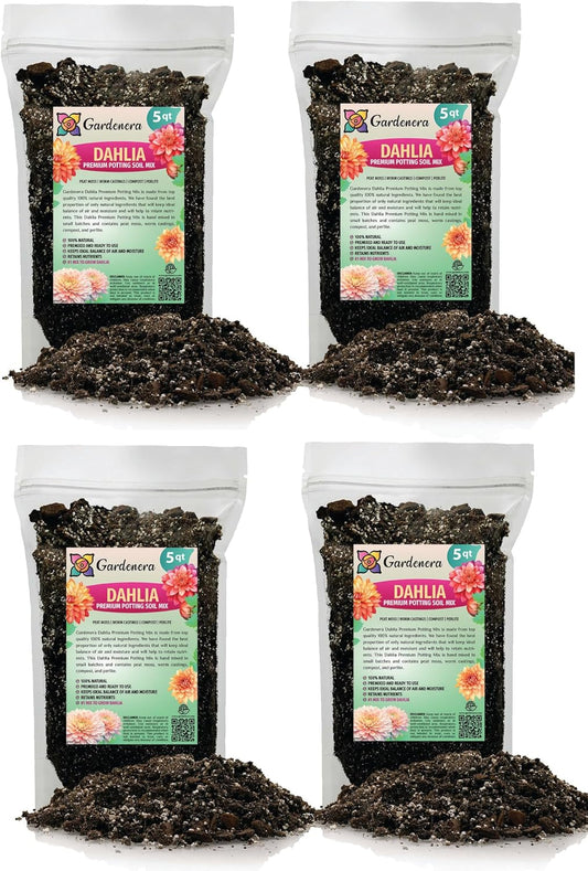Gardenera Premium Dahlia Potting Soil Mix - Ideal for Growing Vibrant and Healthy Dahlias - 20 Quart