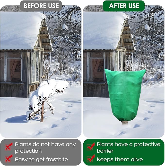 3 Pcs Large Plant Covers Freeze Protection 47.5" X 71.2" ,Reusable Winter Cold Weather Frost Blankets for Outdoor Plants with Drawstring and Zipper,Outdoor Tree Jackets (L:47.5" x 71.2", Green)