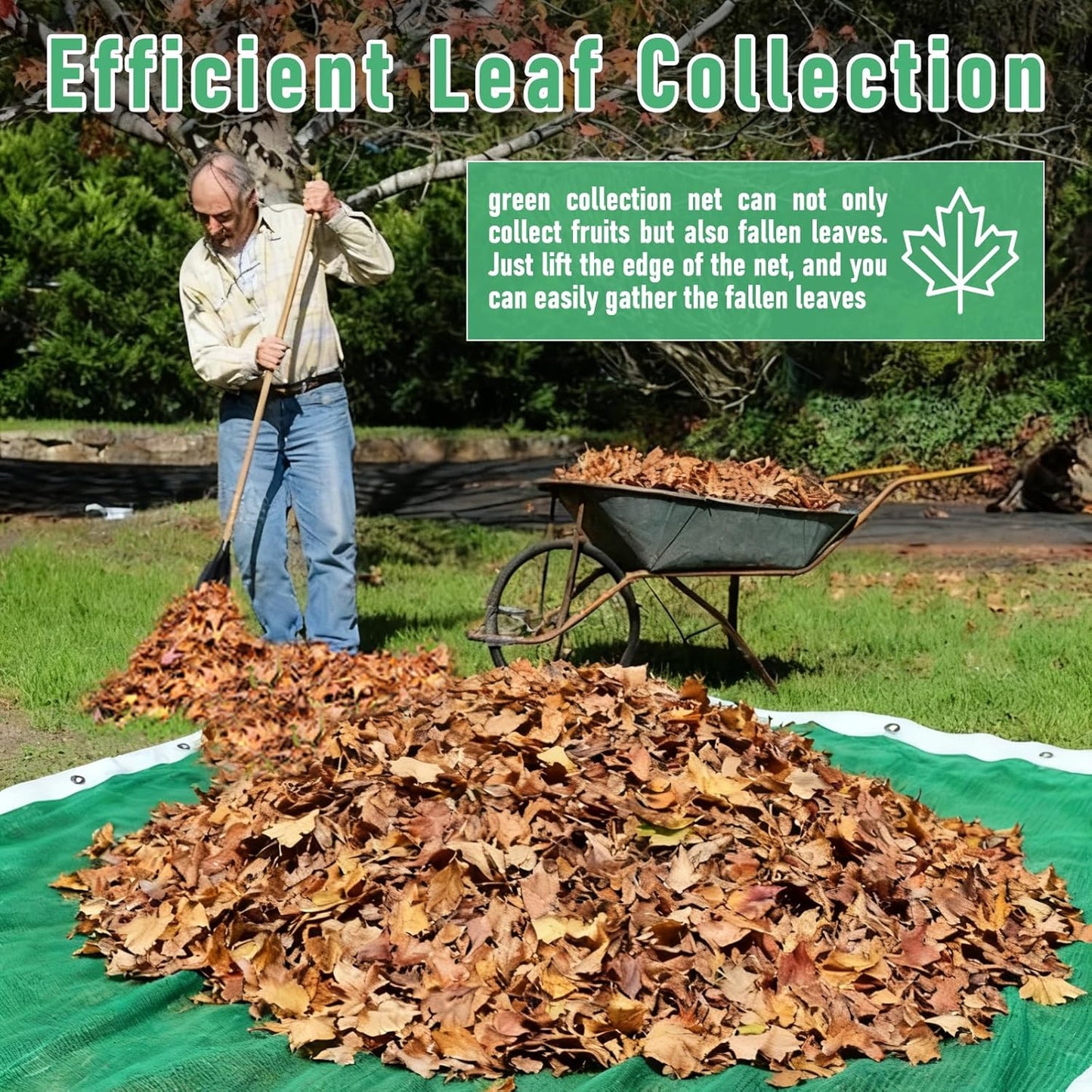 Fruit Collector Harvesting Net - 26.2 x13.1 ft Green Agricultural Harvest Netting for Walnut, Olive, Chestnut, Plum, and Hazelnut - Easy Picking & Reusable Collection Net (8x4m)
