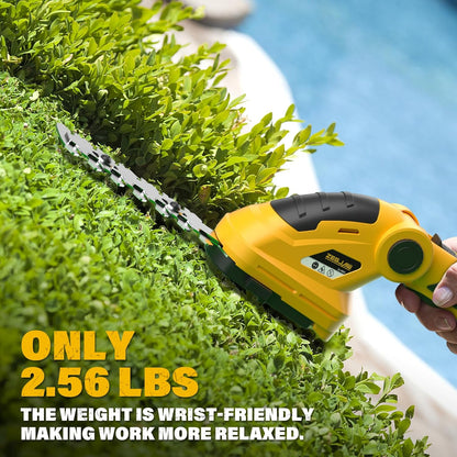 7.2V Cordless Hedge Trimmer & Grass Shears, 2 in 1 Electric Handheld Shrub Trimmer, Lightweight Rechargeable Bush Trimmers for Yard, Lawn, Garden