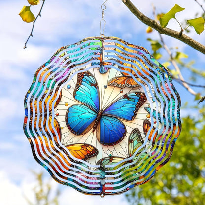 3D Butterfly Wind Spinners Outdoor Stainless Steel Hanging Wind Spinner Decorations Metal Garden Art for Patio Garden Yard and Indoor Spaces Butterfly Gifts for Mom Wife Women Grandma