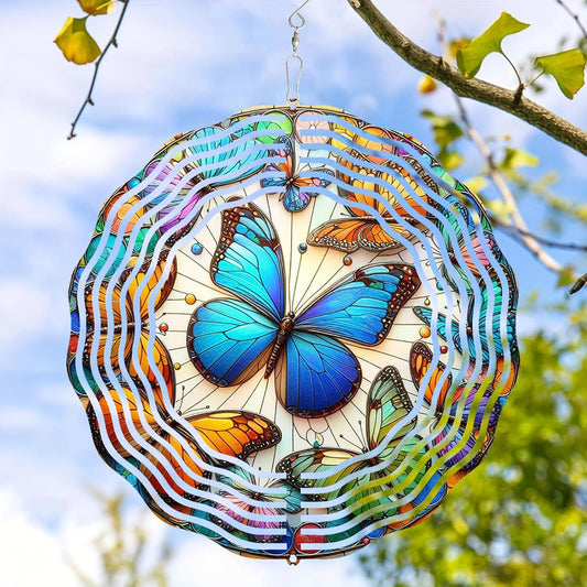3D Butterfly Wind Spinners Outdoor Stainless Steel Hanging Wind Spinner Decorations Metal Garden Art for Patio Garden Yard and Indoor Spaces Butterfly Gifts for Mom Wife Women Grandma