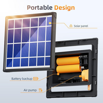 NFESOLAR Solar Pond Aerator with Battery Backup, 3 Modes, 2 Air Stones, Solar Air Pump for Outdoor Garden Small Pond Stock Tank Hydroponics Wildlife
