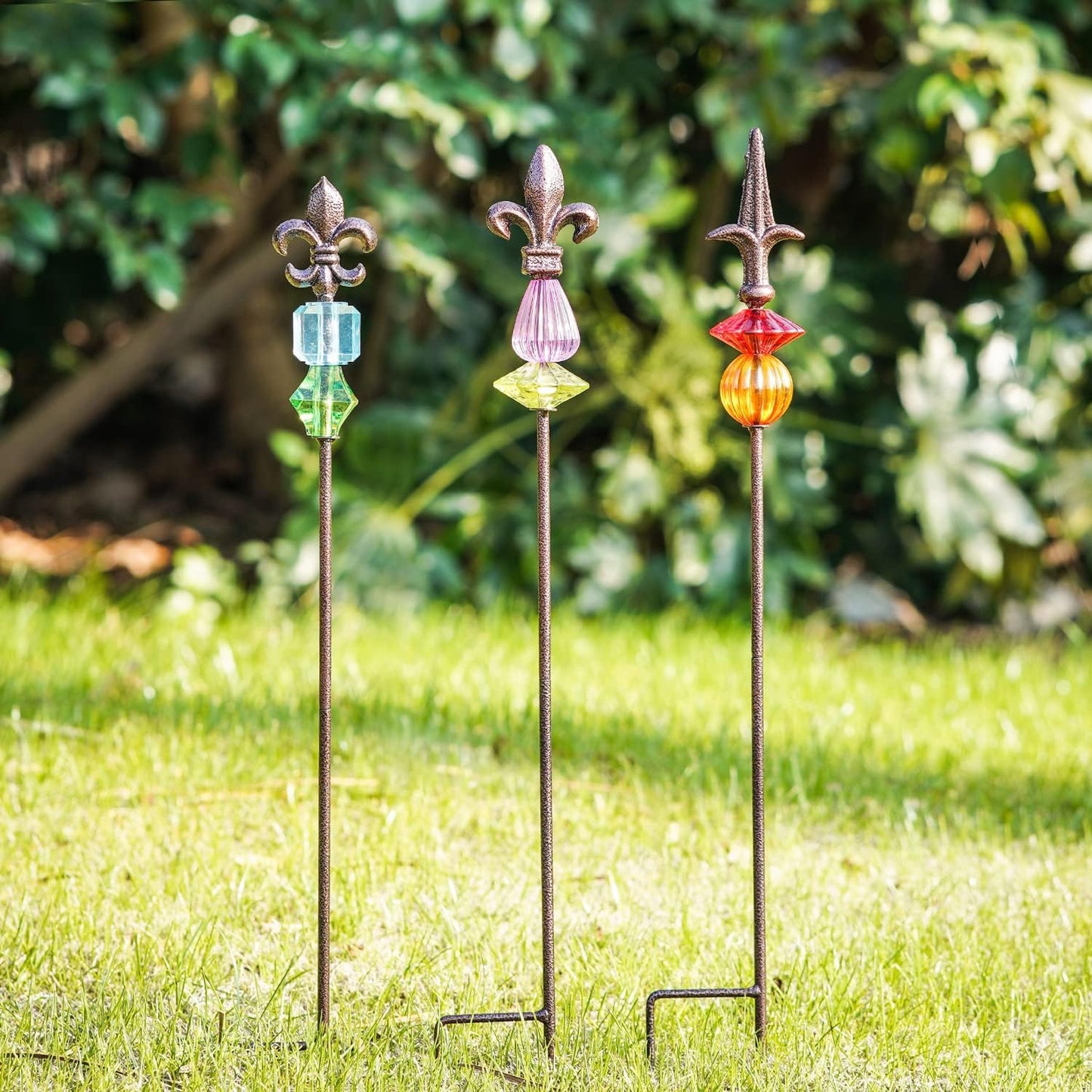 Garden Stake Outdoor Metal Garden Stake Plant Pick Cute Metal Stick Art Ornament Decor for Lawn Yard Patio,3PCS, 25" H Magic Wand