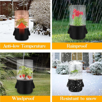 2PCS Mini Plant Greenhouse with Felt Planting Bag Round Planter Winter Garden Pot Covers Transparent Plant Frost Protection Cover with Support Rod for Outdoor Plants or Seedlings, 29.5" X 11.8"