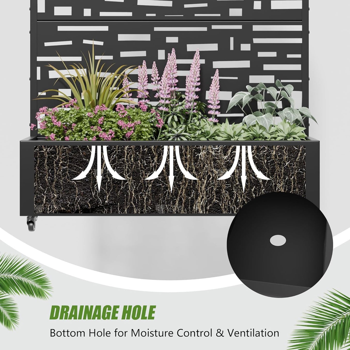 Casaphoria 72"x35" Metal Raised Garden Bed with Trellis(2 Pack), Outdoor Planter Box with Wheels & Drainage Holes for Climbing Plants, Flowers, Elevated Garden Kit, Black-Gerald-Arched