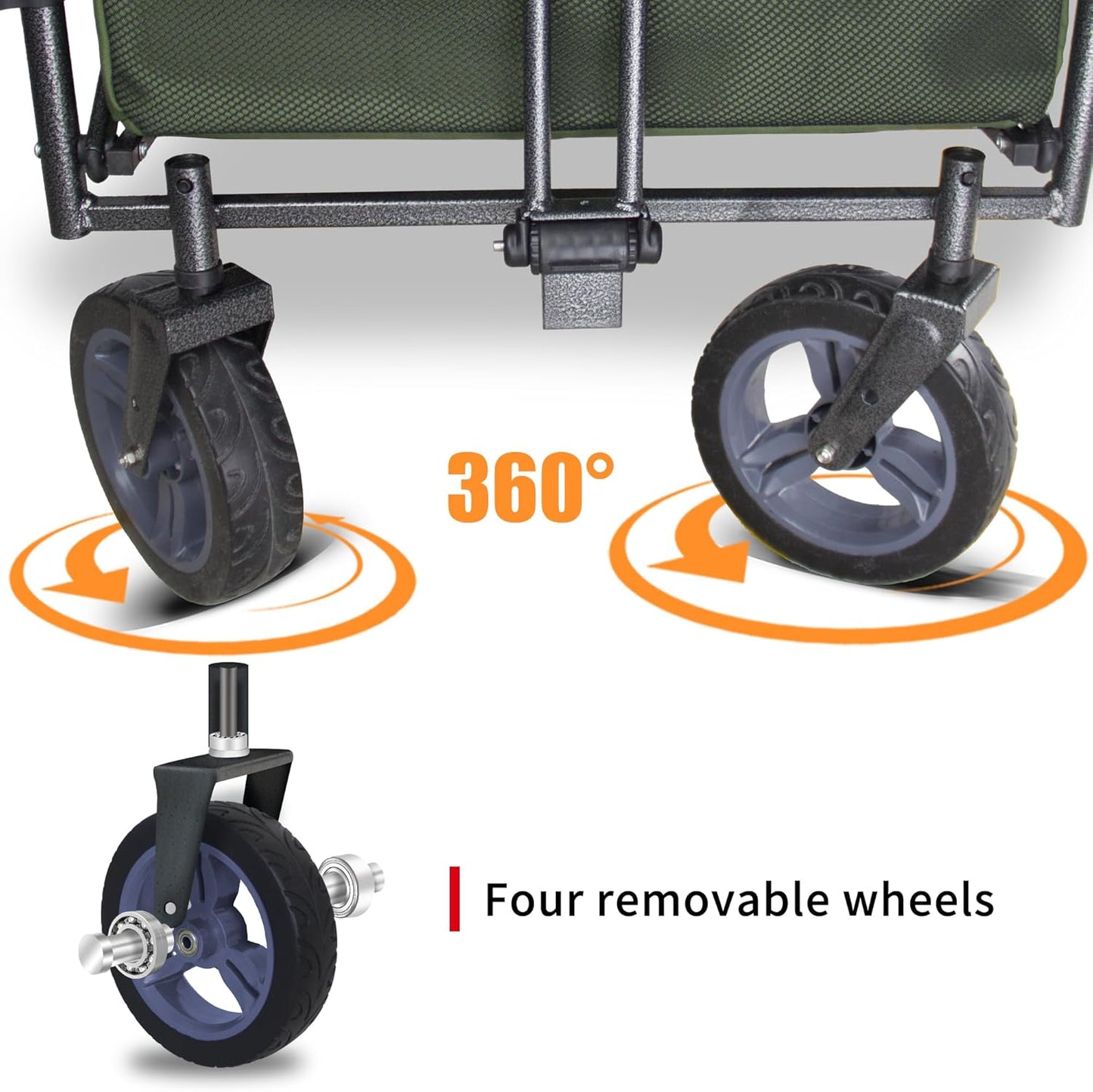 Collapsible Foldable Wagon Cart with Quick-Release Wheels & 2 Seats - Heavy-Duty Utility Wagon 265LBS Capacity for Camping, Garden, Shopping (Green)
