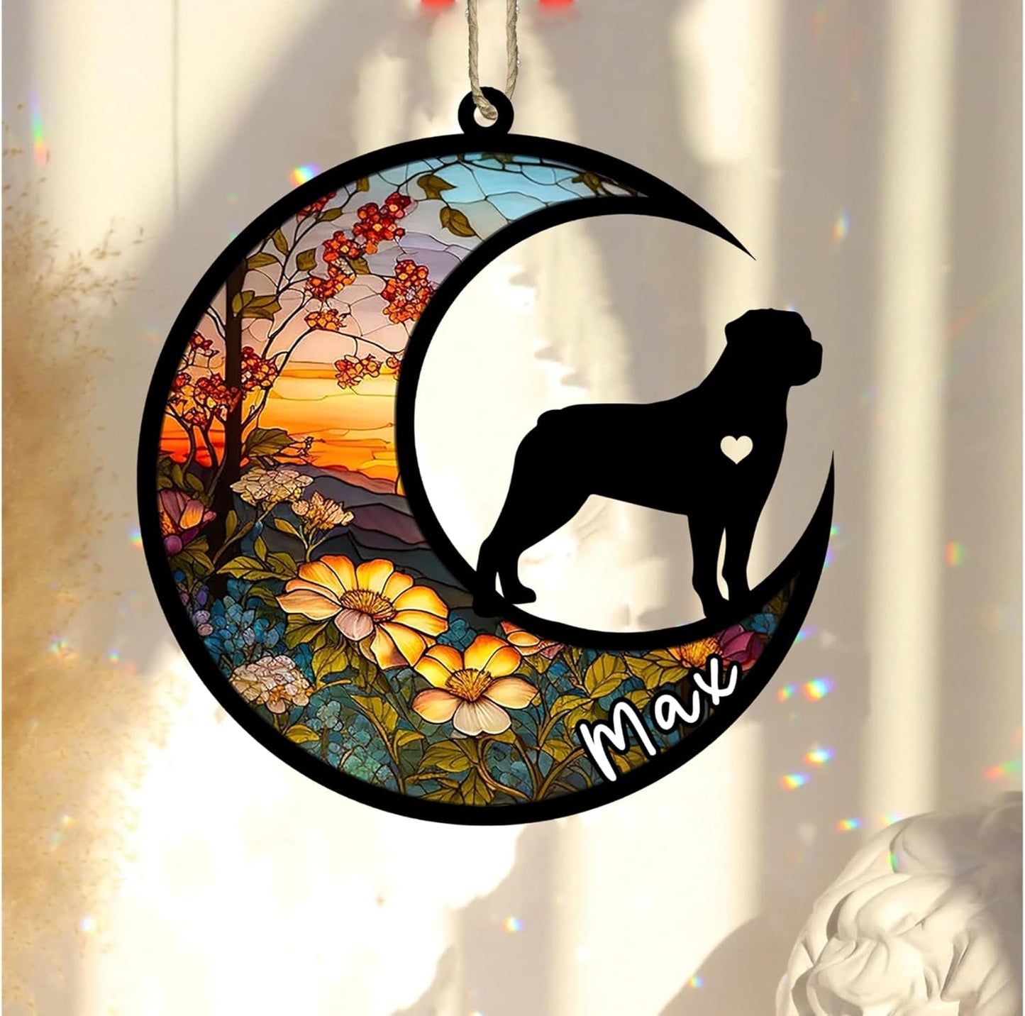 Personalized Dog Memorial, Custom Name Rottweiler (Tan) Dog Christmas Ornament with Name, Custom Breeds, Pet Loss Light Catcher, Gifts for Lovers Loss of Pet Sympathy on Mothers Day Christmas