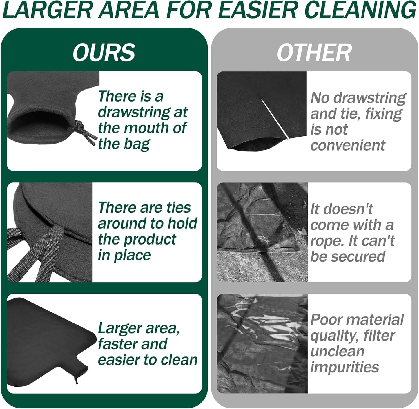 4 x 6ft Large Dewatering Bags with Drawstring Dewatering Filter Bag Silt Oil Sludge Sediment Filter Bag Non Woven Geotextile Fabric Filter Bags for Construction Sites Dredging