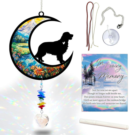 Golden Retriever Suncatcher, Personalized Pet Loss Gift with Name & Date, Heart-Shaped Crystal Sun