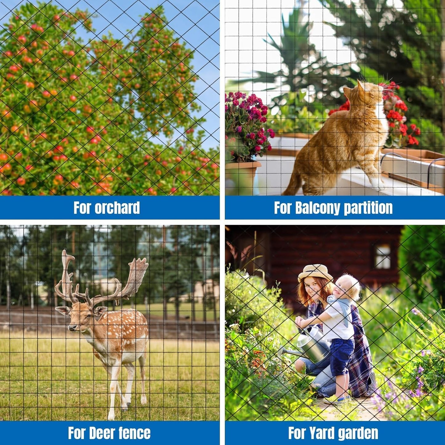 Bird Netting 50’x50’ Poultry Netting with 2.4” Square Mesh Net for Chicken Coop Garden Protection, Heavy Duty Nylon Garden Netting for Fruit Tree Against Aviary, Deer, Squirrel