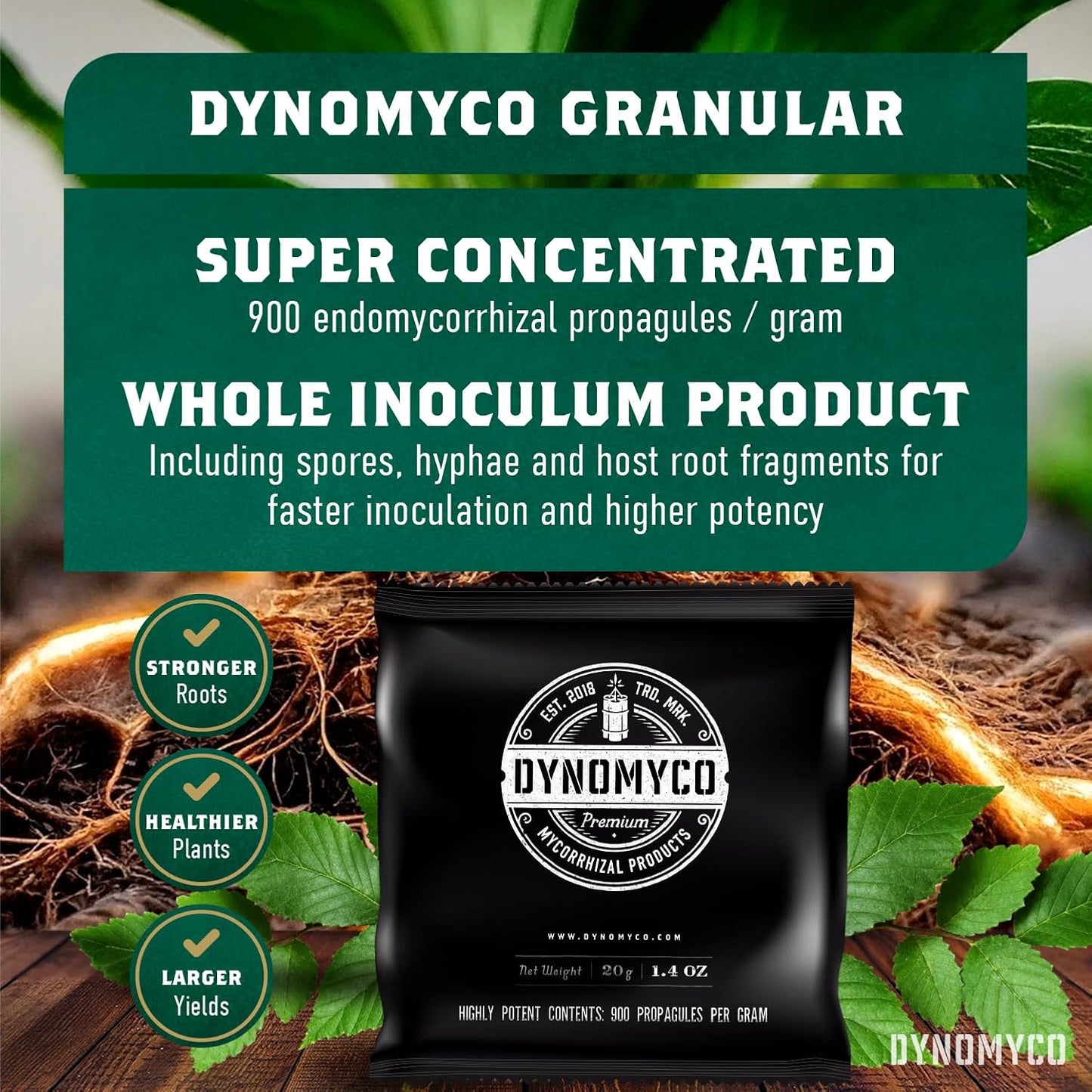 DYNOMYCO Mix 4-in-1 Mycorrhizal Grow Kit for Bigger Yields & Healthier Plants - Includes Concentrated Mycorrhizae, MHB & Bio-stimulants, Premium Coco Coir, and Biodegradable Grow Bags