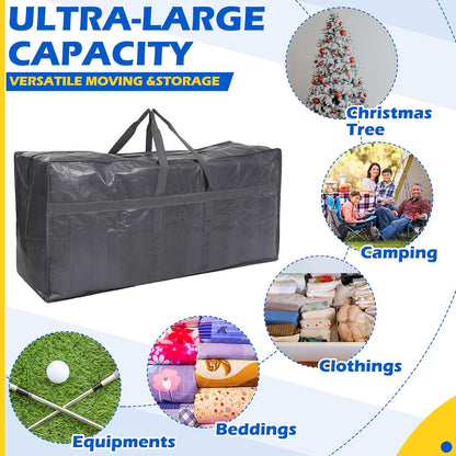 4 Pcs Large Moving Bags with Zipper and Handles Foldable Storage Duffle Bags Heavy Duty Extra Large Totes for College Dorm Travel Clothes Blankets Bedding Moving(66 Gallon,Gray)